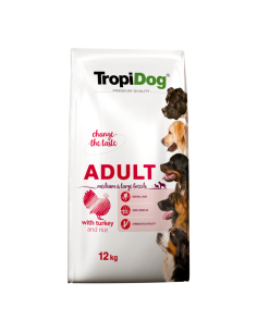 TropiDog Premium Junior L breeds  turkey and rice 12kg